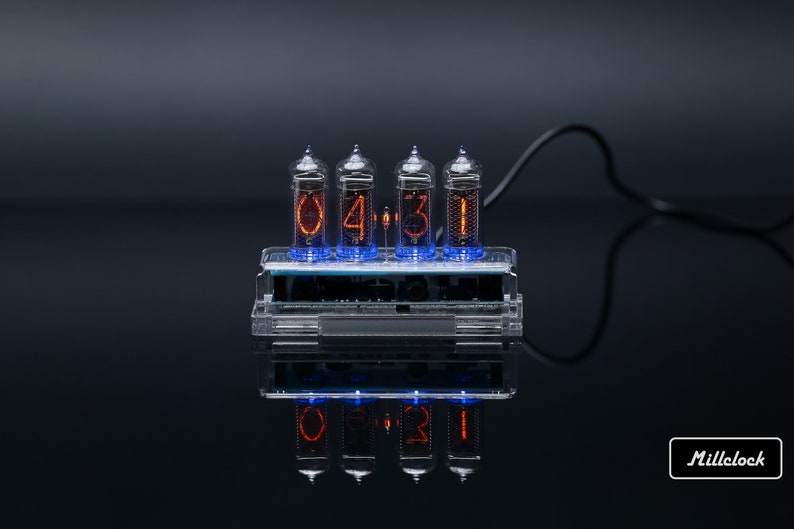 IN-14 Nixie tube Clock assembled with ENCLOSURE and adapter 4-tubes by MILLCLOCK image 3