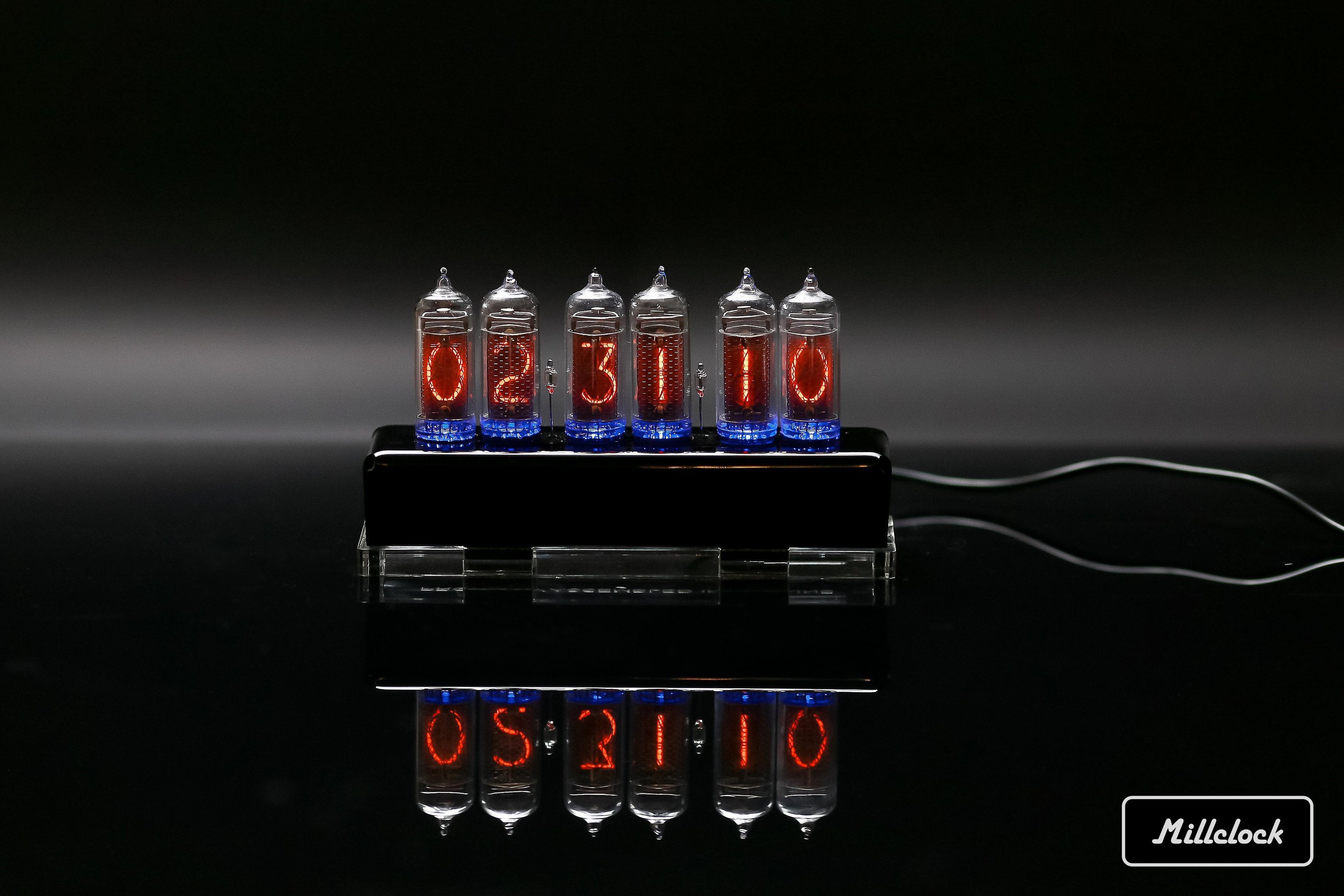 Nixie tube clock in14 tubes black and clear case by MILLCLOCK Etsy