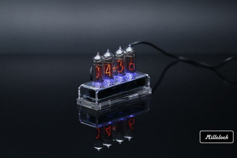 IN-14 Nixie tube Clock assembled with ENCLOSURE and adapter 4-tubes by MILLCLOCK image 2