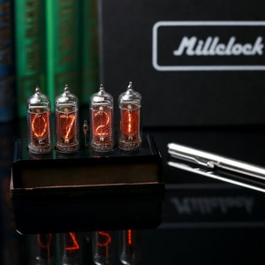 Nixie Tube Clock IN-14 tube classic wood and black case 4-tubes Gift Idea for Dad Husband Boyfriend Vintage Style by MILLCLOCK image 4