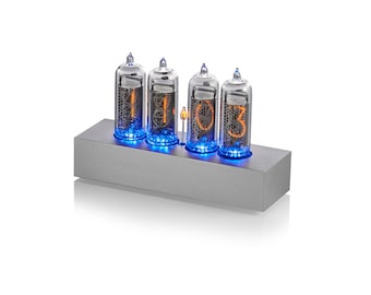 Nixie Tube Clock on 4 IN-14 Tubes || Assembled Aluminium Classic Case Silver Colour 4 Tubes