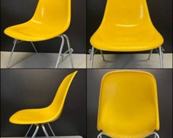 4X YELLOW Original HERMAN MILLER Eames Fiberglass Shell Chairs