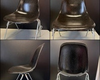 4X BLACK Original HERMAN MILLER Eames Fiberglass Shell Chairs