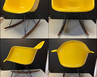 Original Herman Miller Eames YELLOW Fiberglass Rocker Shell Chair