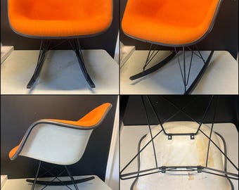Original 1960s Eames for Herman Miller Red Orange Fiberglass Shell ...