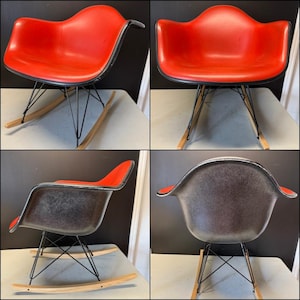 Original HERMAN MILLER Eames ORANGE Fiberglass Rocker Shell Chair