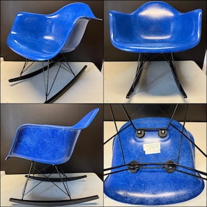 Original HERMAN MILLER Eames BLUE Fiberglass Rocker Shell Chair