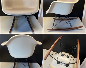 Original HERMAN MILLER Eames tan Parchment Fiberglass ROCKER Shell Chair