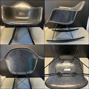 Original HERMAN MILLER Eames BLACK Fiberglass Rocker Shell Chair