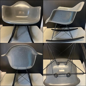 Original HERMAN MILLER Eames GREY Fiberglass Rocker Shell Chair