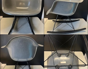 Silla mecedora de fibra de vidrio original HERMAN MILLER Eames GREY