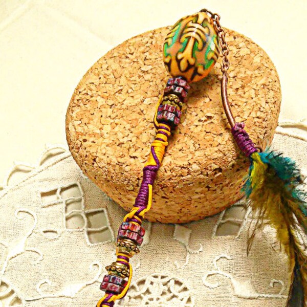 Sultan Of Swing - Color Changing, Beaded, Macrame, Alligator Clip, OOAK