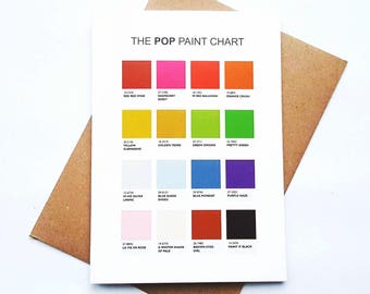 The Pop Paint Chart, greetings card, birthday card, funny birthday card, paint chart, alternative greetings card, music