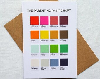 The Parenting Paint Chart, new baby card, funny baby shower card, parenting, new parent card, funny baby card alternative new baby card