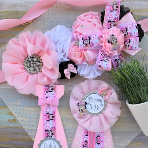 Minnie Mouse Baby Shower, Mommy To Be Pin, Daddy To Be, Maternity Sash
