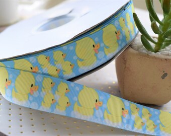 Rubber Duck Pink 38 Printed Grosgrain Ribbon Baby Shower Ribbon Nursery Ribbon Diaper Cake Ribbon Duckling Ribbon Bath Toy Ribbon