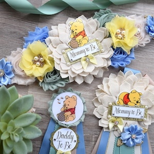 Classic Winnie the Pooh Baby Shower, Winnie the Pooh Mommy To Be Pin, Classic Winnie the Pooh, Winnie the Pooh Mommy and Daddy Pin, Custom