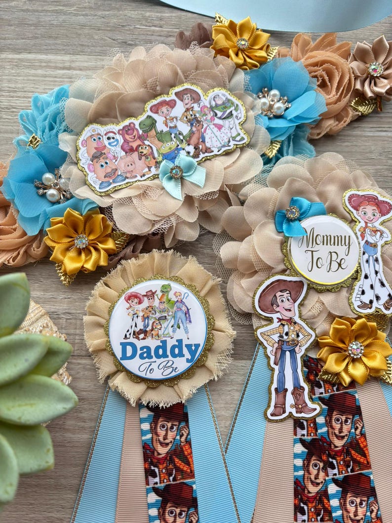 Cowboy Sheriff Woody Baby Shower, Maternity Sash, Mommy To Be Pin, Daddy To Be Pin, Custom Baby Shower Set bild 9