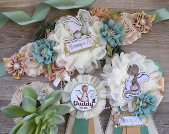 Dragon Baby Shower, Dragon Mommy To Be Ribbon Pin, Dragon Maternity Sash, Dragon Daddy to Be Pin, Dragon Diaper Cake, Cupcake - S0002