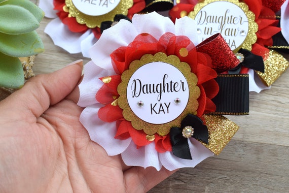 Red Black Gold Baby Shower, Red Gold Family Pin, Baby Shower Mommy To Be Pin, Red Black Gold Daddy To Be Pin, Red Gold Shower, Custom Pin