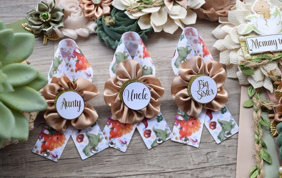 Boho Dinosaur Baby Shower, Dinosaur Mommy To Be Ribbon, Dinosaur Maternity Sash, Dinosaur Daddy to Be, Dinosaur Green Brown, Custom Set