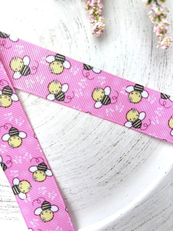 Girl Bumble Bee Grosgrain Ribbon, Diaper Cake Ribbon, Yellow and Black Ribbon || 3 Yards of Ribbon - 1" (25mm)