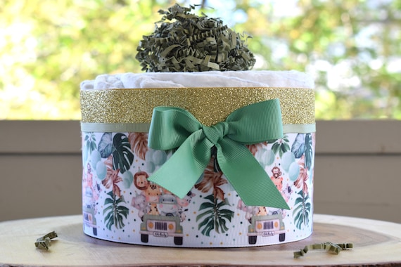 Animal Safari Mini Diaper Cake Baby Shower, Baby Shower Centerpieces Decorations, Girls Room Nursery Decor, New Mom Gifts, Baby Shower Gift