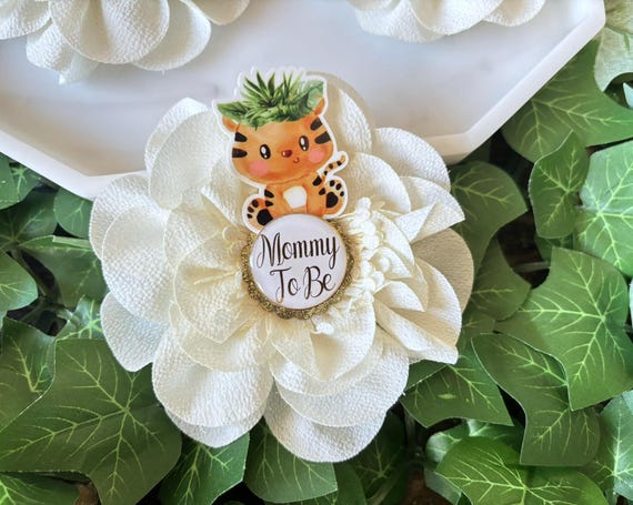 Baby Tiger Safari Baby Shower Pin, Mommy To Be Pin, Daddy To Be Pin, Big Sister, Big Brother, Grandma, Grandpa, Custom Wording Available