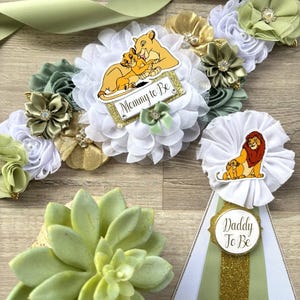 Boy Lion King Baby Shower, Maternity Sash, Mommy To Be Pin, Daddy To Be Pin, Custom Baby Shower Set