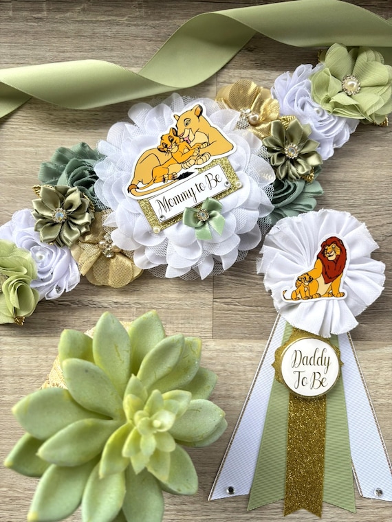 Boy Lion King Baby Shower, Maternity Sash, Mommy To Be Pin, Daddy To Be Pin, Custom Baby Shower Set