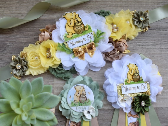 Classic Winnie The Pooh Baby Shower, Winnie the Pooh Mommy To Be Pin, Classic Winnie the Pooh, Winnie the Pooh Mommy and Daddy Pin, Custom