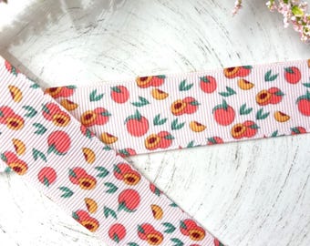 Peach Fruit Grosgrain Ribbon, Diaper Cake Ribbon, Peach Ribbon || 3 Yards of Ribbon - 1" (25mm)
