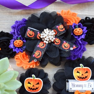 Halloween Pumpkin Baby Shower, Spider Orange Grey Purple Black Maternity Sash, Halloween Mommy To Be Pin, Scary Halloween Daddy To Be Pin