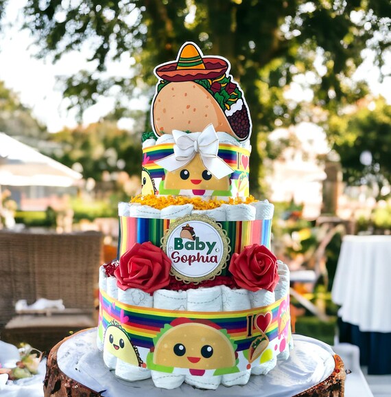 Taco Bout Diaper Cake Baby Shower, Mexican Diaper Cake Centerpieces Decor, Taco Bout Room Nursery Decor, New Mom Gift II 3 Tier Diaper