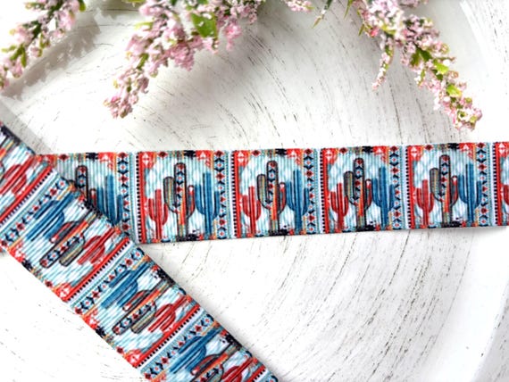 Boho Southwestern Grosgrain Ribbon, Diaper Cake Ribbon, Cactus Ribbon || 3 Yards of Ribbon - 1" (25mm)
