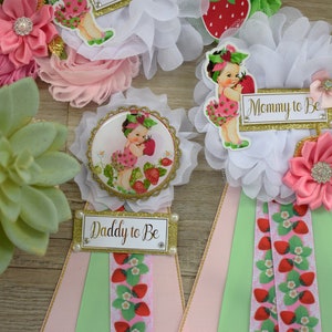 Baby Girl Strawberry Baby Shower, Girl Red Stawberry Maternity Sash, Mommy To Be Ribbon Pin, Daddy To Be Pin, Fruit Baby Shower, Custom