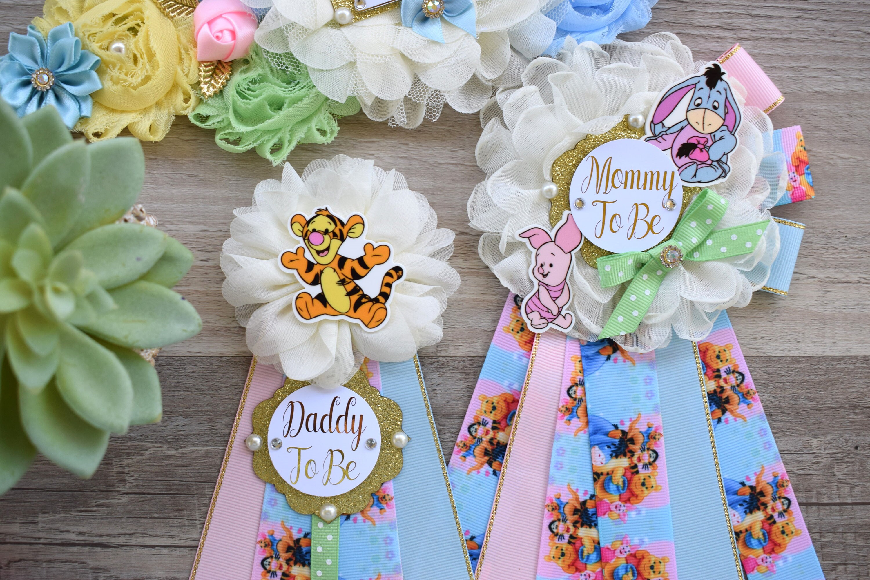 Mom To Be Ribbon Pin Baby Shower Yellow Gender Neutral Party