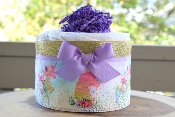 Unicorn Mini Diaper Cake Baby Shower, Baby Shower Centerpieces Decorations, Girls Room Nursery Decor, New Mom Gifts, Baby Shower Gift