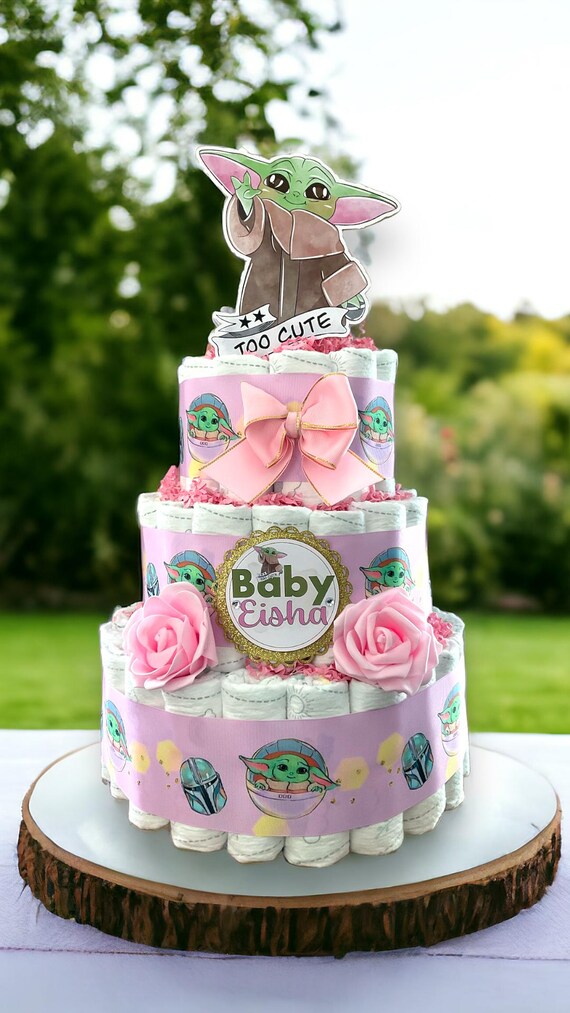 Girl Superhero Mini Diaper Cake Baby Shower, Pink Superheroes Baby