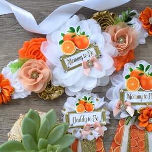 Orange Flower Sash, Little Cutie Baby Shower, Fruit Orange Maternity Sash, A Little Cutie Orange Pregnant, Orange Coral Flower Sash, Custom