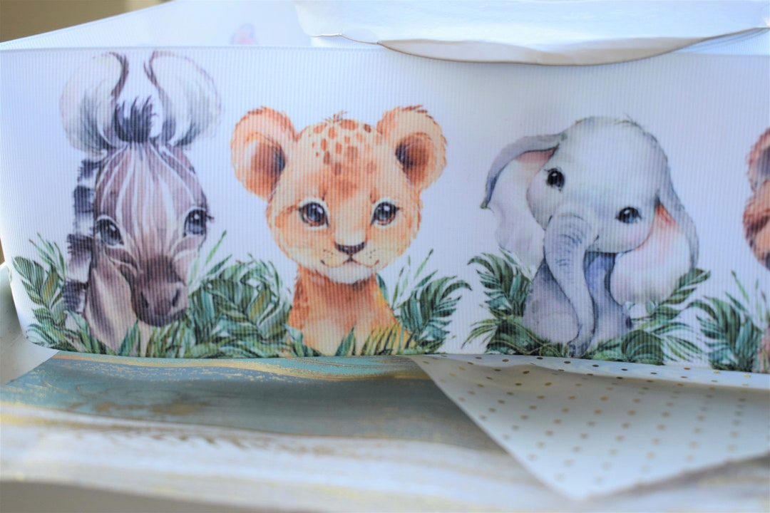 Animal Safari Ribbon, Diaper Cake Ribbon, Boy Baby Safari Ribbon ...