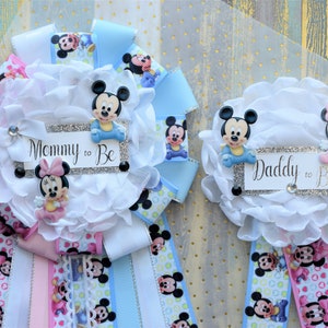 Gender Reveal Baby Shower, Maternity Sash, Pink Blue Mommy To Be Pin, Gender Reveal Theme Baby Shower