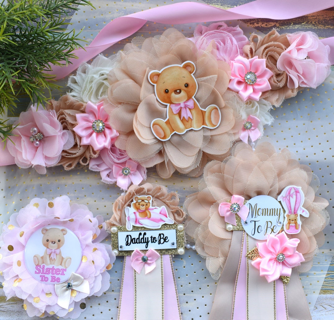 Girl Teddy Bear Baby Shower Pink Bear Mommy Bear Maternity - Etsy