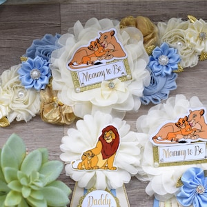 Lion Baby Shower, Lion Maternity Sash, Lion Boy Mommy To Be Pin, Boy Daddy To Be Pin, Custom Baby Shower Set