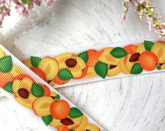 Peach Fruit Grosgrain Ribbon, Diaper Cake Ribbon, Peach Ribbon || 3 Yards of Ribbon - 1" (25mm)