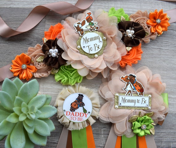 This African American Baby Shower, Maternity Sash, Stone Age Family Mommy To Be Ribbon Pin, Daddy To Be Ribbon, Baby Shower Gift