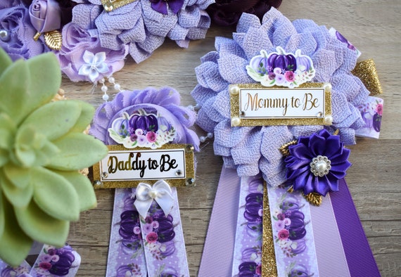Lavender Purple Pumpkin Baby Shower, Purple Lilac Maternity Sash, Mommy To Be Ribbon, Purple Fall Daddy To Be Pin, Baby Shower Gift, Custom