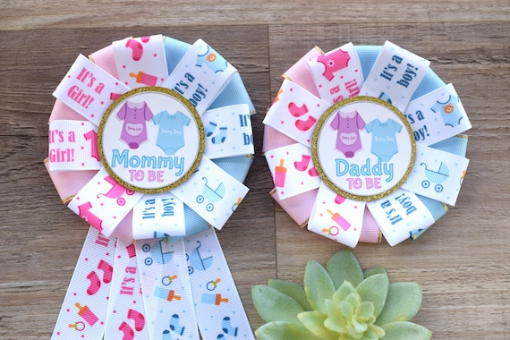 Gender Reveal Baby Shower, Pink Blue Mommy To Be Pin, Gender Reveal Daddy To Be Pin, Gender Reveal Party, Gender Reveal Baby Shower, Custom