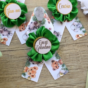 Green Safari Baby Shower, Sage Safari Maternity Sash, Animal Mommy To Be Ribbon Pin, Jungle Daddy To Be Ribbon, Baby shower Gift - S0001