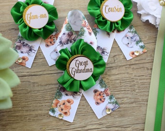 Green Safari Baby Shower, Sage Safari Maternity Sash, Animal Mommy To Be Ribbon Pin, Jungle Daddy To Be Ribbon, Baby shower Gift - S0001